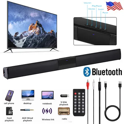 4 Speaker Sound Bar System Wired Subwoofer Home Theater TV Speaker Remote AUX • $31.39