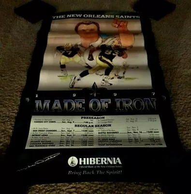 Vintage Rare 1997 New Orleans Saints Old Schedule Poster Mike Ditka Willie Roaf • $95