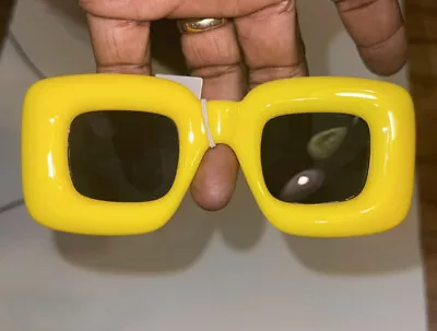 Square Ballon Retro Sunglasses Bubble Trendy Vintage Yellow • $10