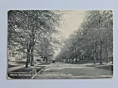 Vtg. Monroe St. Looking South From Charlotte St. Tiffin OH 1908 Postcard 6942 • $10