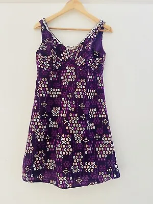 £20 • Buy Vintage 60s Style Op Art Purple Mod A-Line Dress 10 12 38