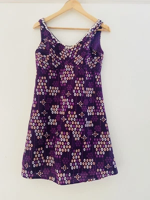 £20 • Buy Vintage 60s Style Op Art Purple Mod A-Line Dress 10 12 38