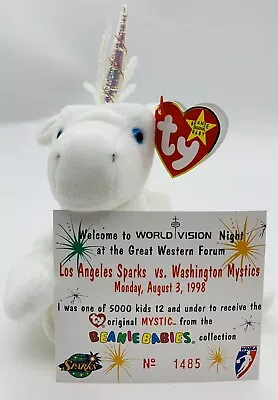 RARE TY Beanie Baby 1993 MYSTIC Given Out At 98 WNBA Sparks Vs Mystics No.1485.. • $16.20