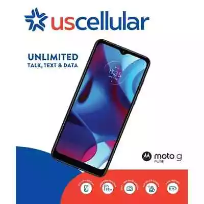New US Cellular Prepaid Motorola Moto G Pure XT2163-4 4G LTE 6.5  32GB  • $65