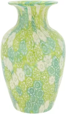 Glass Of Venice Murano Glass Golden Quilt Millefiori Urn Vase - Green • $100