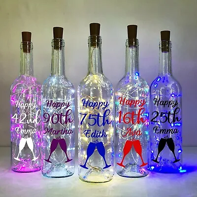 Personalised Birthday Light Up Bottle 16th 18th 21st 25th 30th 40th 50th 60th • £14.49