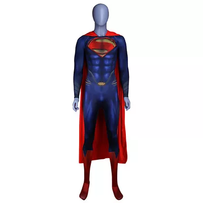 Superhero Superman Cosplay Costume Jumpsuit Adults Mens Halloween Fancy Dress Up • £41.49