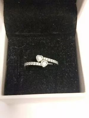 $45 • Buy Pandora Double Hearts Sparkling Zirconias Size 54