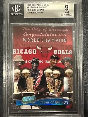 1997-98 Stadium Club #5 Team Of The 90’s Michael Jordan/Harper/Pippen/Rodman BGS • $30