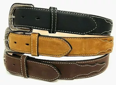 MEN'S WESTERN LEATHER BELT. COWBOY RODEO SUEDE LEATHER BELT  Cinto Vaquero • $24.99