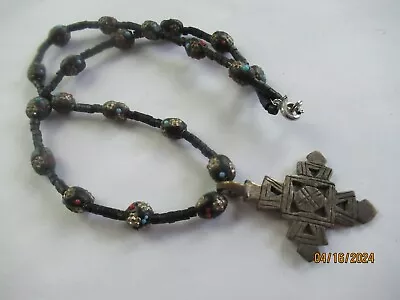 Vintage Ethiopian Cross With Asian Beads Necklace • $18.99