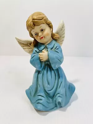 Vintage Ceramic Blue Angel Girl Wing Figurine 5  Collectible • $10.98