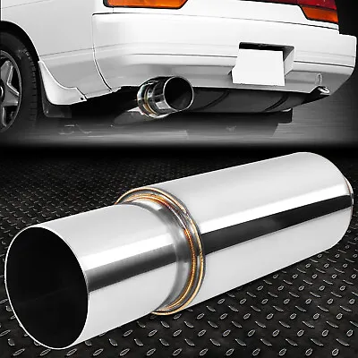 2.5 OD Inlet Stainless Steel Straight-Through Exhaust Muffler 4  OD Round Tip • $31.88