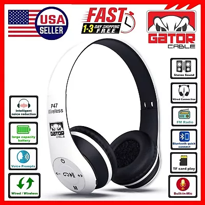 $10.99 • Buy Wireless Bluetooth 5.0 Headphones Headset Over-Ear FM Radio MIC Foldable TF Card