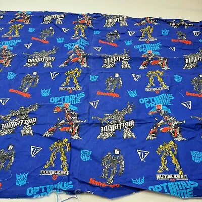 Hasbro Fabric 2007 Blue Transformers Optimus Prime Bumblebee Cotton 42x36 1 Yard • $18.75