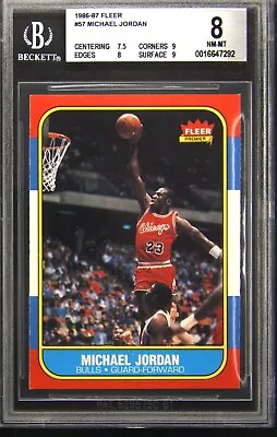 1986 Fleer Basketball #57 Michael Jordan Rookie Card Graded BGS 8 NM MINT W 9s • $5099.99