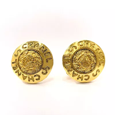 $700 • Buy CHANEL Earring Logo Metal Gold Vintage Accessory Women