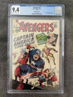 Avengers #4 CGC 9.4 1966 Golden Record Reprint 1st Captain America GRR N9 310 Cm • $1850