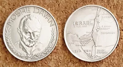 Israel Army Idf Moshe Dayan The Victory Of The 67 Six Day War Silver Medal Rare • $45