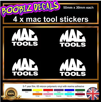 4x Mac Tools Sponsor Stickers 50mm X 30mm  Toolbox Car Van Hand Tool Decals  • $6.31