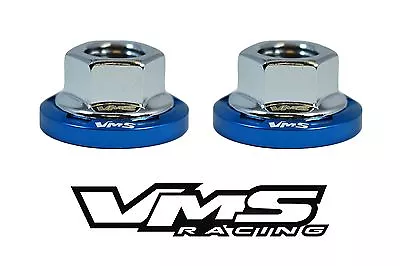 6 Vms Racing Strut Tower Dress Up Blue Washers & Silver Flanged Nuts For Honda • $39.95