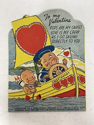 Vintage Lollipop Sucker Holder Valentines Card Rosen Company Sailor Baby Boat • $15.75