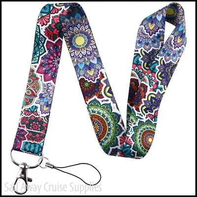 Mandala  LANYARD.  Key Badge ID Card Holder. Work Travel Cruise.  Multi Colour • $9.95