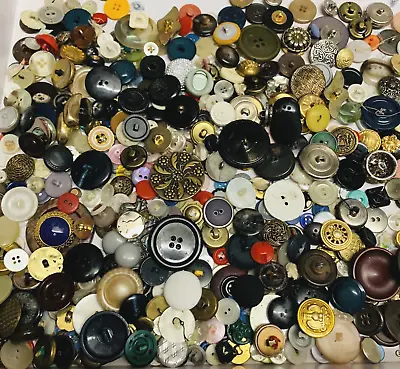 Antique /vintage /Now Buttons LOT Mixed Styles & Sizes 1+ Pound Variety Colors • $20.69