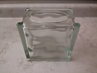 MCM Vintage Square Clear GLASS BLOCK VASES~ 5.75 X5.75 X3.75  • $22.22