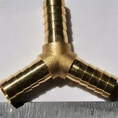 $9.99 • Buy Y 3 Way Adapter Barbed Brass Air Water Fuel Oil Line Compressed / Vacuum System
