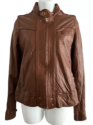 Mike & Chris Leather Jacket Women's Medium Whiskey Brown Full Zip • $149.77