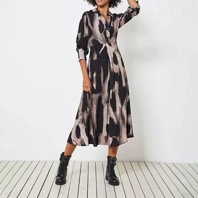Mint Velvet Size 14 Twist Front Brushstroke Print Midi Dress BNWOT RRP £189 • £60