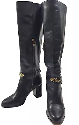 Michael Kors Black Arley Boot Riding Boots Knee High Size 8M • $63