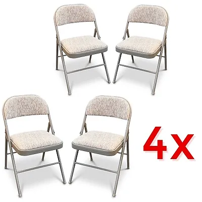 New Deluxe Strong Steel Metal Frame Fabric Padded Folding Office Back Rest Chair • £88.85
