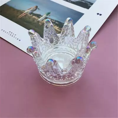 £7.66 • Buy Glass Crown Candle Holder Tea Light Cup Crystal Tealight Stand Home Decor