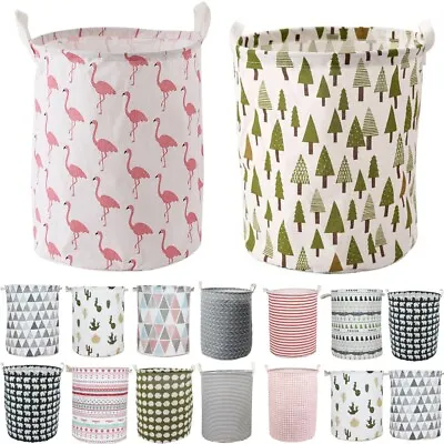 £4.99 • Buy Canvas Laundry Basket Washing Dirty Clothes Toy Hamper Bin Storage Bag Folding