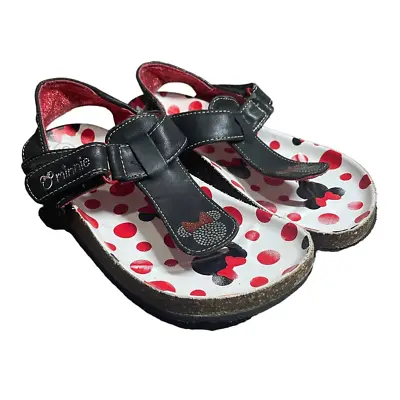 Disney Minnie Mouse Girls Size 12 Slip-on Sandals Red White And Black • $9.37