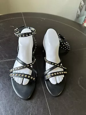 Zara Trafaluc Black Strappy Gladiator Flat Sandal Size 8.5 • $15