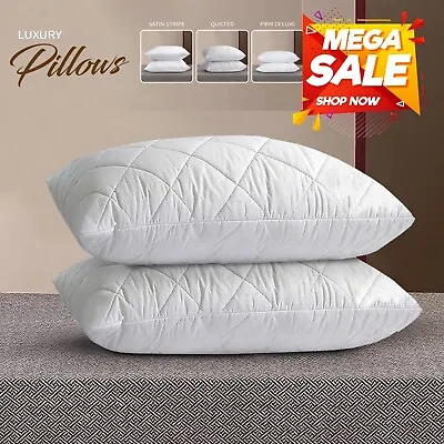 Large Soft Pack Of 2 Pillows Bounce Back Memory Foam Firm Deluxe Striped Pillows • £5.27