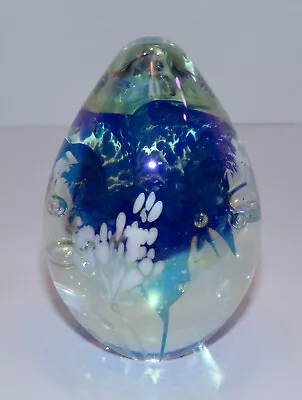 1985 Clear Iridescent Art Glass EGG Paperweight MT ST HELENS ASH Roger Vines MSH • $29.95