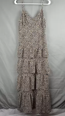 J. Crew Spaghetti Strap Ruffled Lined Leopard Print Maxi Dress Size 6 EUC • $85