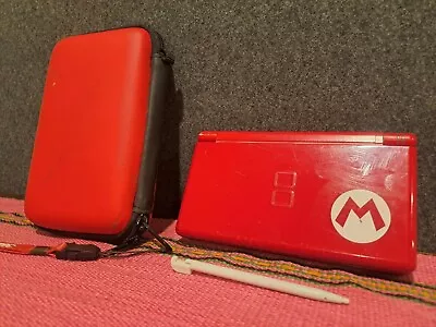 Nintendo DS Lite Console Handheld [Red Mario Edition] With Charger TESTED • $95