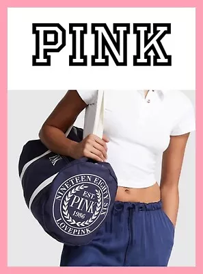 NEW Victoria’s Secret PINK Canvas Duffel Bag Large Navy Logo Tote NWT • $10