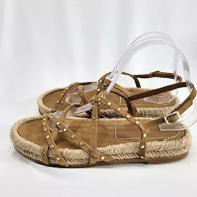 Zara Brown Suede Strappy Sandals Studded Size 38 US 7 • $40