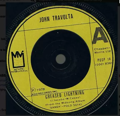 £2.25 • Buy John Travolta - Greased Lightning          POSP 14             VINYL MINT