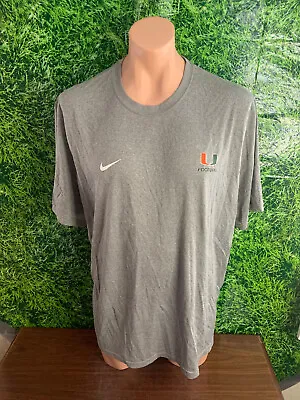 Univ. Of Miami Hurricanes Football Short Sleeve Shirt Nike Gray Size 2XL • $30