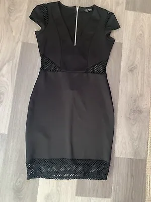 Gorgeous Miss Selfridge Black Dress Size 10 With Mesh Inserts. • £9.99