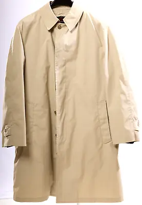 Mens 40 Regular 40R Brown Khaki Trench Coat Overcoat Zip-out Lining Vintage • $49.99