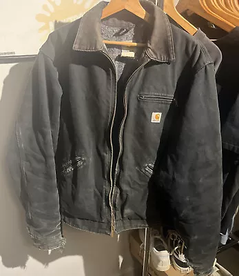 $165 • Buy Vintage 90s Carhartt Detroit Jacket Blanket Lined Mens Large 46 Tall Black READ