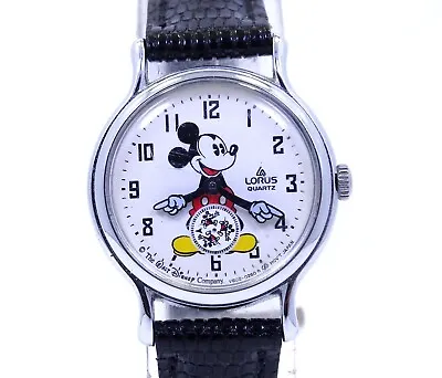 Vintage Running MICKEY MOUSE Seconds WALT DISNEY LORUS Quartz Watch V802-0090 • $39.99